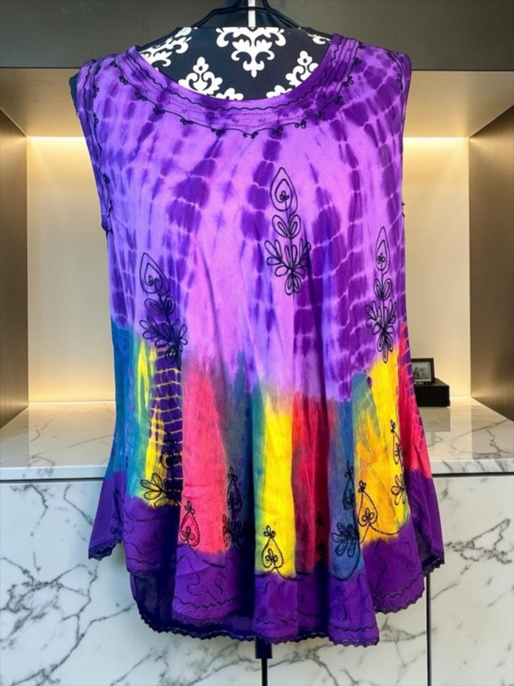 Sacred threads  Boho Purple Graphic Sleeveless Hippie Tank Top